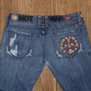 Frankie b make love not war distressed jeans